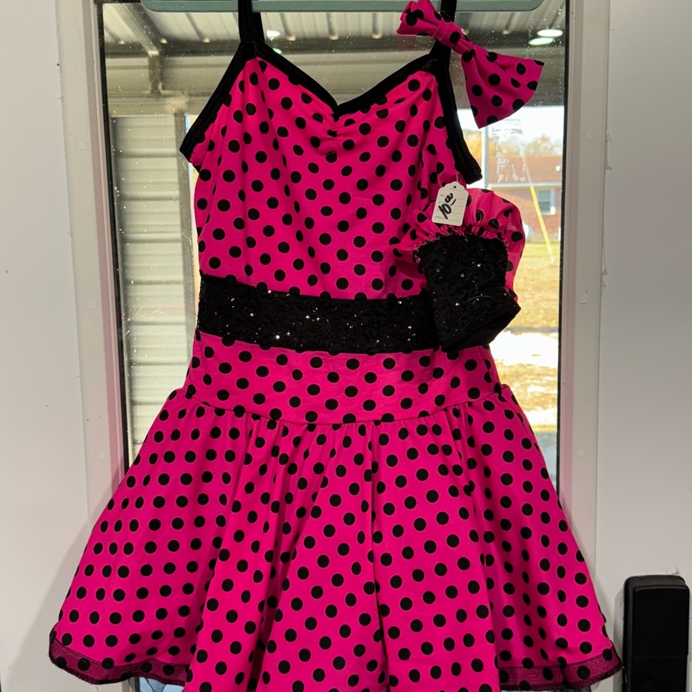 Weissman Fuchsia and Black Polka Dot Dance Dress